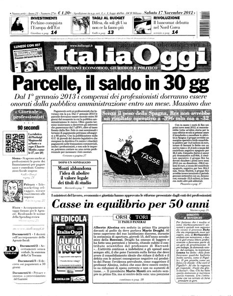 Italia oggi : quotidiano di economia finanza e politica